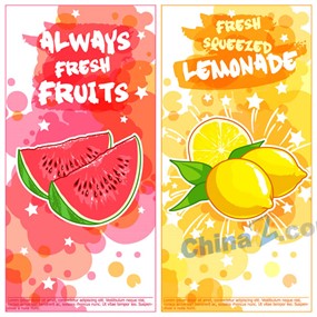 水彩绘新鲜果汁banner矢量